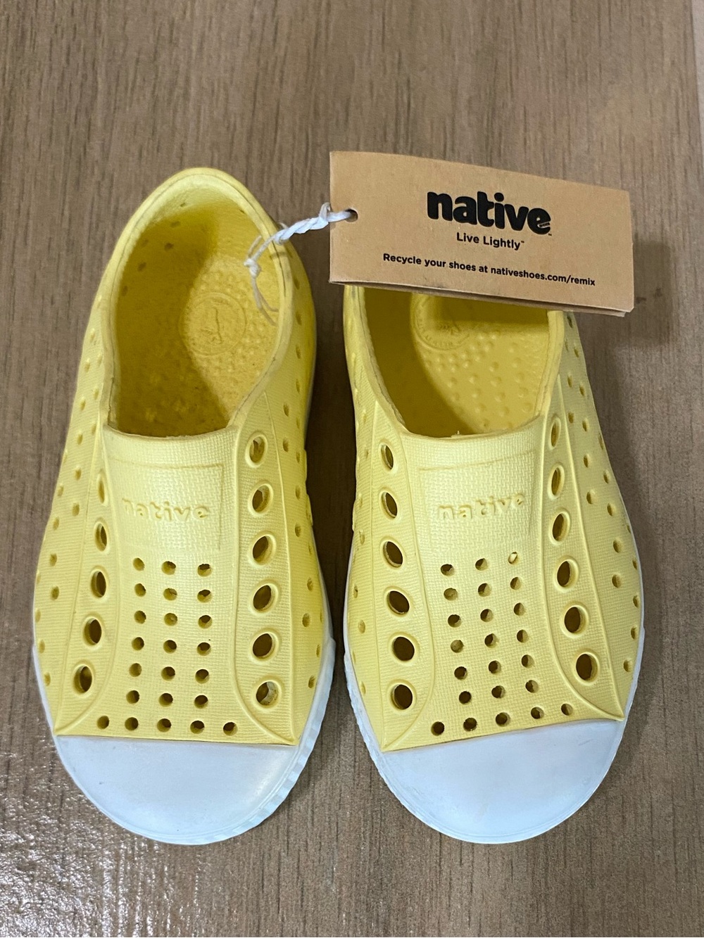 Native Sneakers NEW Jefferson Yellow White Slip On Water Play Baby Size C6